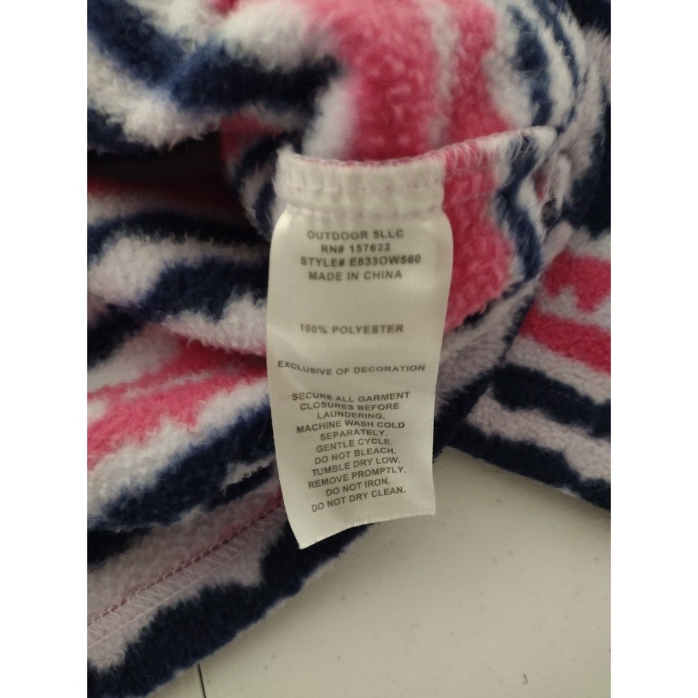 Eddie Bauer Kids Pink Navy Striped Full Zip Fleece Jacket Size M 10/12 - Picture 4 of 4